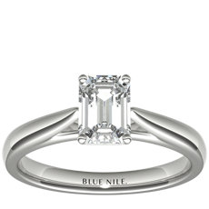 Tapered Cathedral Solitaire Engagement Ring in Platinum